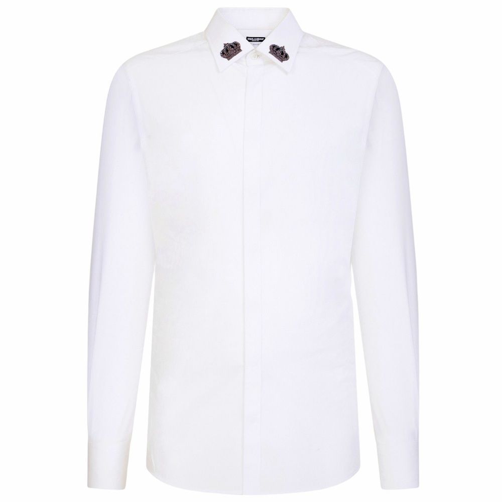 Dolce & Gabbana Men's White Dress Shirt Long Sleeve Designer Neck 16